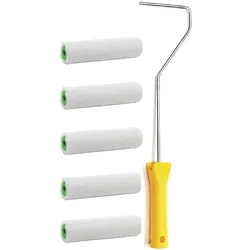 5er Set Ersatzwalze Magic Samt 10 cm + Farbrollenbügel Malerbedarf Fassadenwalze Malerwalze Farbroller Farbwalze Farbroller Streichrolle Malerrolle