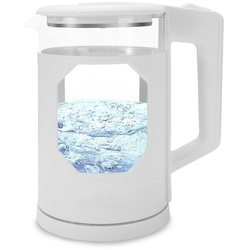 Mutoy Wasserkocher Glas Wasserkocher, Fensterglas-Doppelwand Design, LED Innenbeleuchtung, 2,3 l, 1500,00 W, BPA-frei, Überhitzungsschutz, Trockenkochschutz weiß