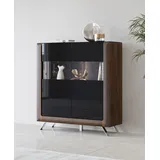 LEONIQUE Highboard »Kasai«, Höhe 136,5 cm, 2 Türen mit Glaseinsatz schwarz