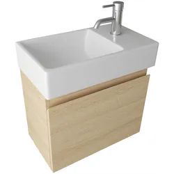 Alpenberger Moderner Waschplatz | Keramikbecken mit Unterschrank | Badmöbel Set Vormontiert | Waschbecken Badschrank SoftClose | Waschtisch Gäste-WC