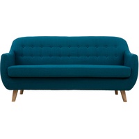 3-Sitzer skandinavisches Sofa mit abnehmbarem Bezug in entenblau und Holz YNOK