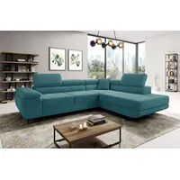 ML Furniture Ltd Avatar Kord Ecksofa in L-Form 277 x 73 x 203 cm mit Schlaffunktion und Bettzeugbehälter - Schlafsofa mit Bettkasten - Eckcouch mit Stauraum - Links - Farbe: Kord Türkis