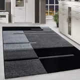 HomebyHome Teppich Wohnzimmer 160x230 cm Grau Kariert Konturschnitt Design - Schlafzimmer Teppich Kurzflor Extra Weich Pflegeleicht Teppiche für Küche Esszimmer Jugendzimmer - Carpet Living Room