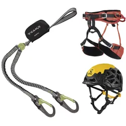 C.A.M.P. Kit Ferrata Premium: Klettersteigset Kinetic Gyro Rewind Pro + Klettergurt Jasper CR4 + Helm Mutant - Grey/Green