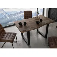 MASSIVMOEBEL24.DE Baumtisch Akazie 140x90x77 grau lackiert / U-Beine anthrazit