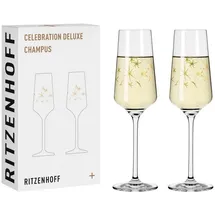 Ritzenhoff & Breker RITZENHOFF 6141014 Champagnerglas 200 ml - Serie Celebration Deluxe Set 3, 2 Stück mit Echt-Gold - Made in Germany