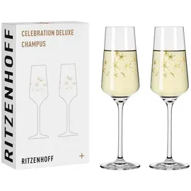 Ritzenhoff & Breker RITZENHOFF 6141014 Champagnerglas 200 ml - Serie Celebration Deluxe Set 3, 2 Stück mit Echt-Gold - Made in Germany