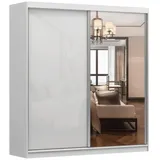 Möblo Schiebetürenschrank, Weiß, Holzwerkstoff, Rechteckig, 203x218x61 cm, Schlafzimmer, Kleiderschränke, Schwebetürenschränke