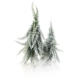 Seidenblumen Roß 2er-Tannenbäumchen mit dickem Schnee 30x20cm auf Holzplatte JA künstlicher Tannenbaum Weihnachtsbaum Tannen Dekotanne