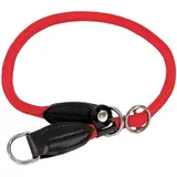 LIONTO Hundehalsband aus strapazierfähigem Nylon für Hundetraining, Länge 65 cm, 1 cm Dicke, Zugstopp Halsband für Hunde, Lederimitat mit Metallring & Anpassung durch stufenlosen Schieber, rot