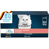 Gourmet Perle Erlesene Streifen Katzenfutter Nass, Sorten-Mix, 60Er Pack (60 X 8