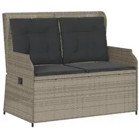 VidaXL Gartenbank Verstellbar mit Kissen Hellgrau Poly Rattan
