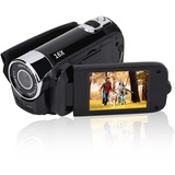 Bewinner Tragbarer Digitaler Camcorder, Full HD-Camcorder Unterstützung 32G Karte 270 ° Rotation 1080P 16X High Definition Video DV Kamera für Home Party, Picknick im Freien, Camping(EU Black)