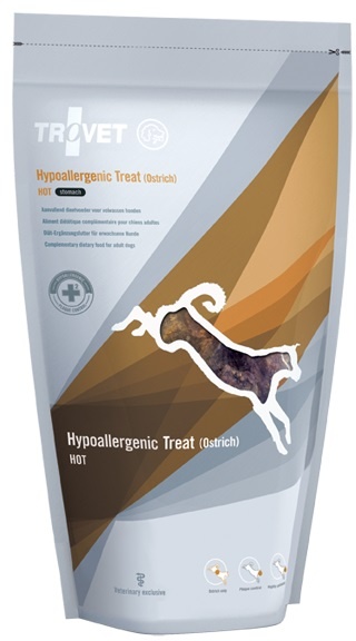 TROVET Hypoallergenic Treat Ostrich HOT stomach funktionelle Hundeleckerlis mit Strauß 150 g