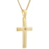 HOPLO Kreuzanhänger Anhänger Kreuz Zirkonia 333 Gold mit vergoldeter Silberkette 38 cm, Made in Germany 38 cm Kindergröße