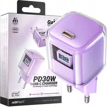 ACEFAST A53 Pd 30W Gan USB-C-Ladegerät mit Anzeige – Lila