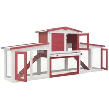 vidaXL Kleintierkäfig Großer Kaninchenstall 204 x 45 x 85 cm rot, weiß