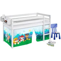Lilokids Kinderbett Hochbett JELLE mit Rutsche und PAW PATROL Vorhang Spielbett 200 cm