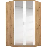 Eckkleiderschrank "Bremen", weiß (weiß, eiche artisan), H:199cm T:118cm, Holzwerkstoff, Schränke, Eckkleiderschrank, mit 8 Einlegeböden