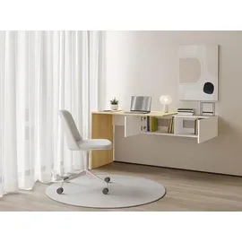 vente-unique Konsolenschreibtisch hängend mit 2 Schränken - Weiß 150 cm,