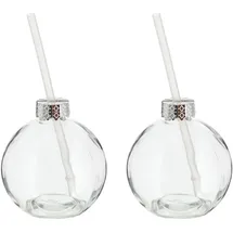 Novaliv 2x Tassen Glühwein 400 ml Personalisierte Weihnachtstasse mit Trinkhalm - Weihnachtskugel als Glühweinbecher - Christbaumkugel Motiv Tasse