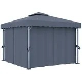 vidaXL Pavillon mit Vorhang 3x3 m Anthrazit Aluminium
