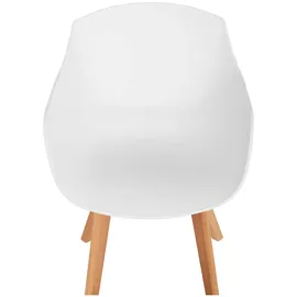 FROMM & STARCK Stuhl 2er Set Lehnstuhl weiß Kunststoff Holzbeine Buche bis 150 kg Designstuhl