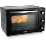 PRINCESS Minibackofen, Kleiner 32L Umluft Tisch-Backofen Mini-Ofen Drehspieß, Pizzabackofen schwarz