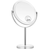 MIYADIVA 20X Vergrößerungsspiegel, Vergrößerungs-Make-up-Spiegel mit Ständer, doppelseitiger Tischspiegel mit 20X/1X Vergrößerung, 360° Drehung Schminkspiegel für Schlafzimmer und Badezimmer, 20,3 cm