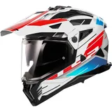 LS2 Motocrosshelme Pioneer II Namib white blue red 3XL