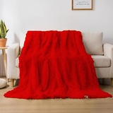 Cotton Market Decke 170x210 cm – Zweiseitig Tagesdecke – Kuscheldecke Flauschig für Wohnzimmer und Schlafzimmer – Sofadecke Blanket - Sofa Überwurfdecke – Felldecke Rot