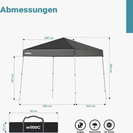 Wiltec Faltpavillon 2,5 x 2,5 m Grau