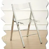 IMUNKT Klappstühle Transparent Esszimmerstuhl, Acryl Kristallstühle Mit Gebogener Rückenlehne, Klappbar Konferenzstuhl, Freizeitstuhl Metallgestell, Für Innen Und Außen(Clear)