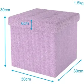 Intirilife Faltbare Sitzhocker 30x30x30 cm in LOTUS ROSA - Sitzwürfel mit Stauraum aus Stoff mit Mulden