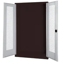 C+P Modul-Sportgeräteschrank mit Lochblech-Flügeltüren, HxBxT 195x120x50 cm, Lichtgrau (RAL