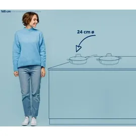 Kela Edelstahl 24 cm hoher Rand FLAVORIA, 1,6L Induktion Bratpfanne mit Deckel, Dampfauslassventil, Schmortopf unbeschichtet