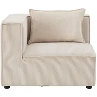 Juskys modulares Sofa Domas in Cord Beige - Ecksofa Links mit Armlehne & Kissen - kombinierbar