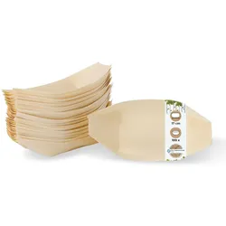 BIOZOYG 100 Stück Snackschalen Einwegschalen Holzschiffchen 170mm, biologisch abbaubar, für Fingerfood, Schalen aus nachhaltiger Forstwirtschaft