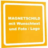 Kiwistar Magnetschild personalisiert - mit Wunschtext Foto und Logo bedruckt - Fahrzeugmagnet für Auto KFZ LKW Transporter Wohnmobil (gelb, 20x20 cm)