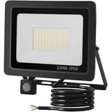 YCZM 100W LED Strahler Außen mit Bewegungsmelder 10000LM 6500K Kaltweiß,Außenstrahler mit Bewegungsmelder IP65 Wasserdicht,Scheinwerfer mit Bewegungsdetektor Schwarz für Hell Garten Garage Hof