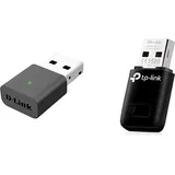 D-Link DWA-131 WLAN Nano USB-Stick(bis 300 Mbit/s, WPA/WPA2, WPA3 ab Windows 10/OS X 10.14/Linux 4.17) & TP-Link TL-WN823N WLAN USB Stick (300Mbit/s 2,4 GHz, Mini Größe Adapter)