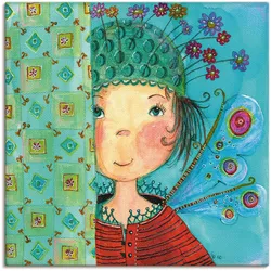 Artland Wandbild »Engelchen versteckt sich«, Kinder, (1 St.), als Leinwandbild, Poster in verschied. Größen Artland Farbe Bild(er): grün