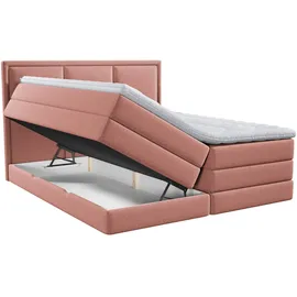 Roller Boxspringbett - altrosa - H2/H3 - Bettkasten - inklusive Topper - 180x200 cm