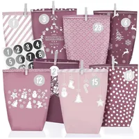 LuxusKollektion befüllbarer Adventskalender Adventskalender Tüten 24 XXL Geschenktüten Wiederverwendbar Rosa