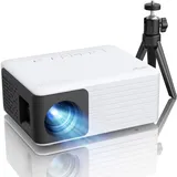 AKIYO Mini Beamer, Full HD Beamer Handy für Heimkino, O1 Video Beamer Klein mit Ständer, Trabare Beamer Outdoor, Mini Projektor für iOS, Android, Windows, Kompatibel mit HDMI/Laptop/USB/Fire Stick/PS5