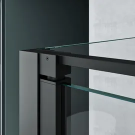 mai & mai Ravenna66 U-Form Duschabtrennung 90 x 90 cm mit Duschwanne Schwarz Klarglas
