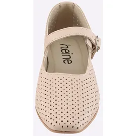 Heine Ballerina HEINE, Damen, Gr. 35, taupe, Glattleder, Leder, Rindsleder, Schuhe Ballerina