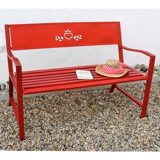Gartenbank Metall Rot Wetterfest 2 Sitzer 120 cm Sitzbank Passion 121496 Eisen