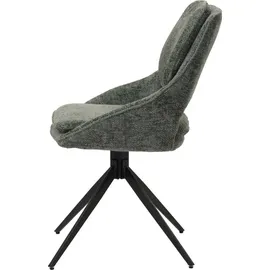 Mendler 2er-Set Esszimmerstuhl HWC-N73, Küchenstuhl, drehbar Auto-Return, Stoff/Textil Chenille (490g/m2) grün