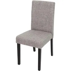 Mendler Esszimmerstuhl Littau, Küchenstuhl Stuhl, Stoff/Textil ~ grau, dunkle Beine